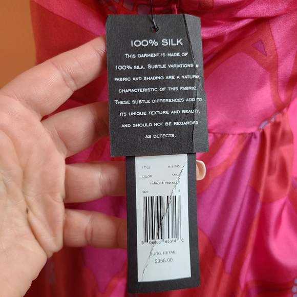 Marc Jacobs 100% Silk Paradise Pink Floral Bubble Hem Dress Size 12 - Picture 5 of 9